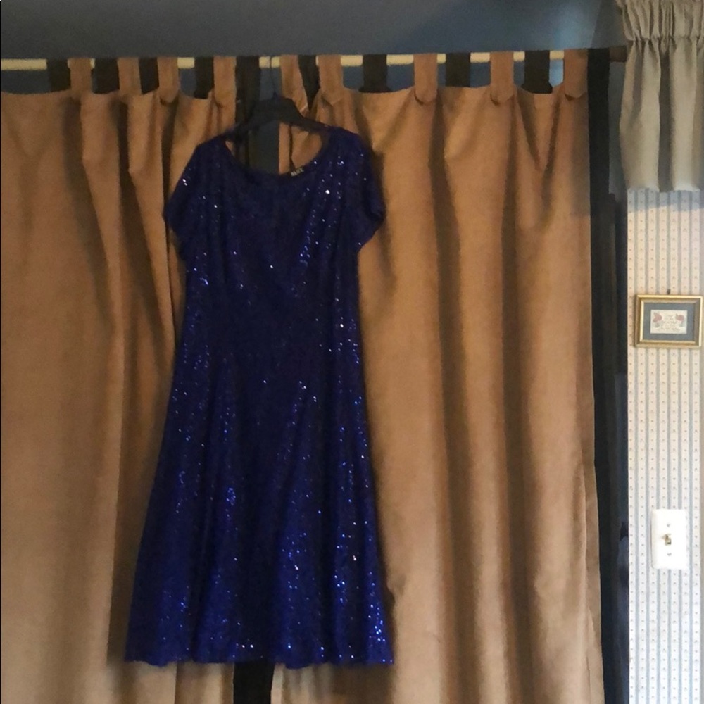 Blue formal mid length size 16 dress with sequins